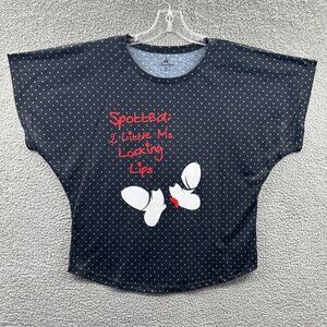 Mickey Minnie Mouse Womens Top XXL Blue Polka Dot Walt Disney World Pullover